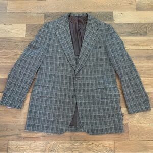 Vintage Palm Beach Gray Plaid Blazer Jacket Size 44 L